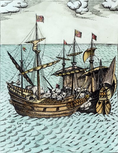 Un tesoro español saqueado por Francis Drake (c.1540-96) en el Pacífico (coloración posterior) de Dutch School